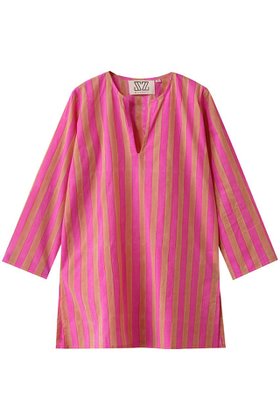 【エスゼット ブロックプリント/SZ Blockprints】のPRIMAVERA TUNIE THICK STRIPE スキッパーチュニックブラウス 人気、トレンドファッション・服の通販 founy(ファニー) ファッション Fashion レディースファッション Fashion for Women トップス・カットソー Cut & Sew Tops シャツ・ブラウス・オフィスカジュアル Elegant Blouses & Button-Ups スキッパー Skipper, Open Collar ストライプ Stripe, Striped Pattern スリーブ Sleeve, Long Sleeve / Short Sleeve チュニック Tunic, Long Top ロング Long, Long-Length |ID:prp329100004507944