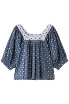 【エスゼット ブロックプリント/SZ Blockprints】のVITI TOP POLKA DOT スクエアネックブラウス ネイビー|ID:prp329100004507945