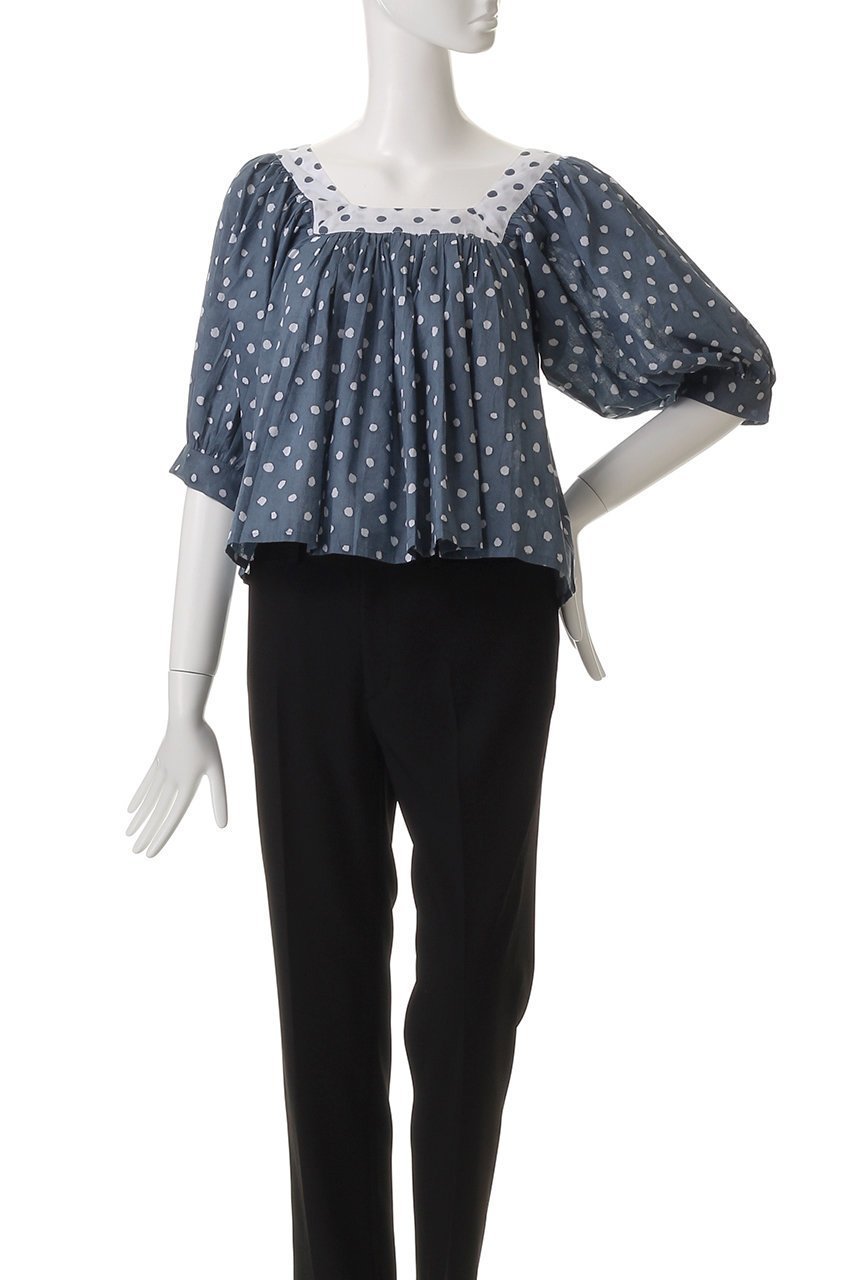 【エスゼット ブロックプリント/SZ Blockprints】のVITI TOP POLKA DOT スクエアネックブラウス 人気、トレンドファッション・服の通販 founy(ファニー) 　ファッション　Fashion　レディースファッション　Fashion for Women　トップス・カットソー　Cut & Sew Tops　シャツ・ブラウス・オフィスカジュアル　Elegant Blouses & Button-Ups　インド　Indian Textile　ギャザー　Gathered, Ruffled　クロップド　Cropped, Short Length　ショート　Short, Short Length　スクエア　Square, Square Shape　スリーブ　Sleeve, Long Sleeve / Short Sleeve　ドット　Polka Dot, Dot Pattern　ブロック　Block, Solid Block Pattern　プリント　Print, Printed Pattern　夏　Summer　other-2|ID: prp329100004507945 ipo3291000000032906885