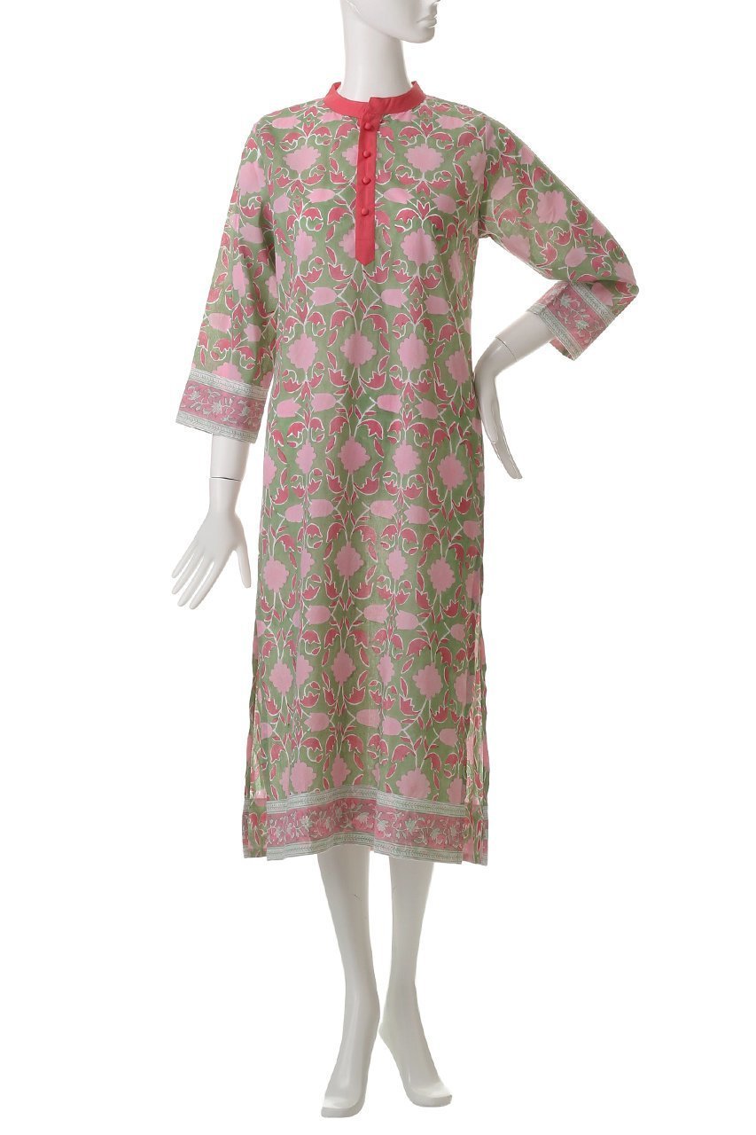 【エスゼット ブロックプリント/SZ Blockprints】のISLE FROCK LISBON IN CELERY スタンドカラーカバーアップワンピース 人気、トレンドファッション・服の通販 founy(ファニー) 　ファッション　Fashion　レディースファッション　Fashion for Women　ワンピース　Dresses　チュニック　Tunic Tops & Dresses　オリエンタル　Oriental Pattern　クラシック　Classic, Timeless Style　ストレート　Straight, Straight Cut　チュニック　Tunic, Long Top　ロング　Long, Long-Length　無地　Plain, Solid Color　other-2|ID: prp329100004507956 ipo3291000000032857138