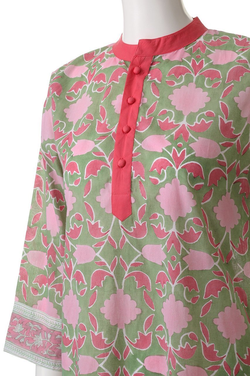 【エスゼット ブロックプリント/SZ Blockprints】のISLE FROCK LISBON IN CELERY スタンドカラーカバーアップワンピース 人気、トレンドファッション・服の通販 founy(ファニー) 　ファッション　Fashion　レディースファッション　Fashion for Women　ワンピース　Dresses　チュニック　Tunic Tops & Dresses　オリエンタル　Oriental Pattern　クラシック　Classic, Timeless Style　ストレート　Straight, Straight Cut　チュニック　Tunic, Long Top　ロング　Long, Long-Length　無地　Plain, Solid Color　other-5|ID: prp329100004507956 ipo3291000000032857153