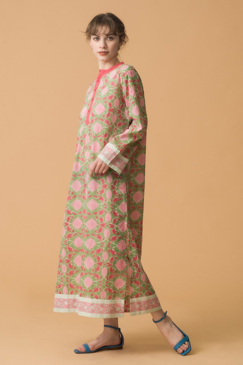 【エスゼット ブロックプリント/SZ Blockprints】のISLE FROCK LISBON IN CELERY スタンドカラーカバーアップワンピース 人気、トレンドファッション・服の通販 founy(ファニー) 　ファッション　Fashion　レディースファッション　Fashion for Women　ワンピース　Dresses　チュニック　Tunic Tops & Dresses　オリエンタル　Oriental Pattern　クラシック　Classic, Timeless Style　ストレート　Straight, Straight Cut　チュニック　Tunic, Long Top　ロング　Long, Long-Length　無地　Plain, Solid Color　other-6|ID: prp329100004507956 ipo3291000000032857157