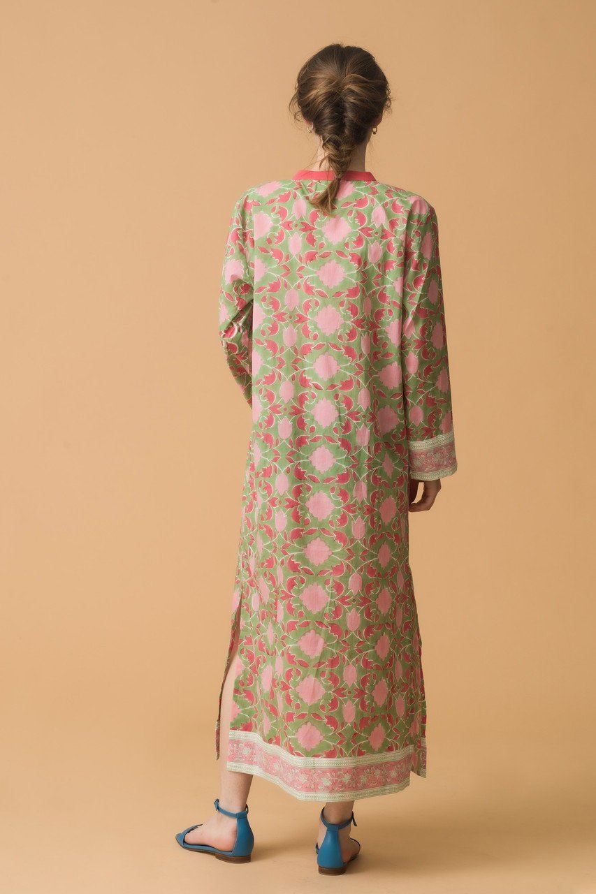 【エスゼット ブロックプリント/SZ Blockprints】のISLE FROCK LISBON IN CELERY スタンドカラーカバーアップワンピース 人気、トレンドファッション・服の通販 founy(ファニー) 　ファッション　Fashion　レディースファッション　Fashion for Women　ワンピース　Dresses　チュニック　Tunic Tops & Dresses　オリエンタル　Oriental Pattern　クラシック　Classic, Timeless Style　ストレート　Straight, Straight Cut　チュニック　Tunic, Long Top　ロング　Long, Long-Length　無地　Plain, Solid Color　other-7|ID: prp329100004507956 ipo3291000000035673211
