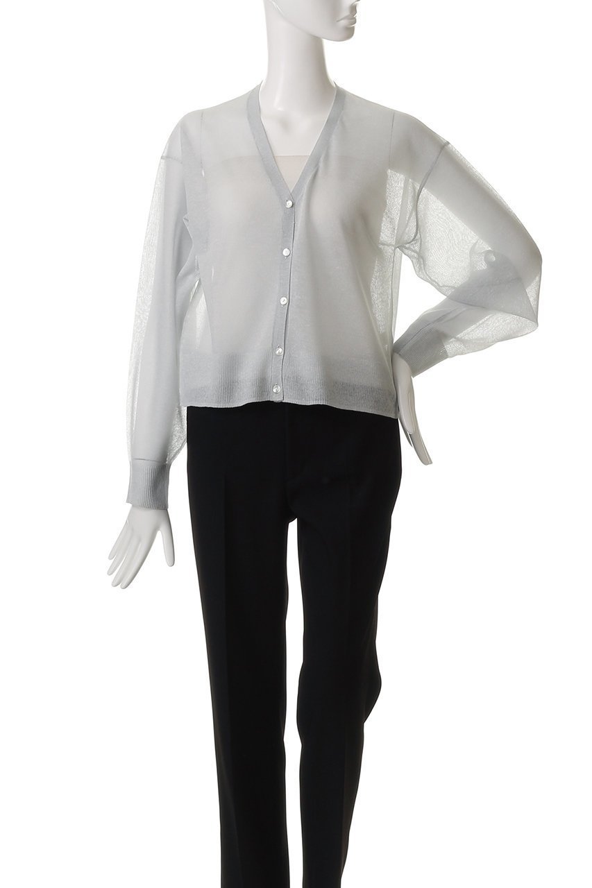 【ミディウミソリッド/MIDIUMISOLID】のsheer v/neck short CD.S カーディガン 人気、トレンドファッション・服の通販 founy(ファニー) 　ファッション　Fashion　レディースファッション　Fashion for Women　トップス・カットソー　Cut & Sew Tops　ニット　Knit Tops & Sweaters　カーディガン・羽織り　Layered Style Cardigans　カーディガン　Cardigan, Knitwear　シンプル　Simple, Minimal　リネン　Linen, Linen Fabric　夏　Summer　other-2|ID: prp329100004507957 ipo3291000000036015539