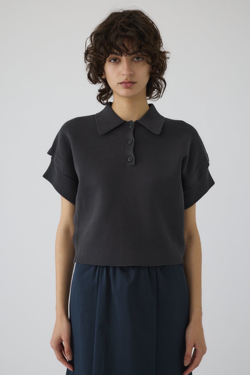 【リムアーク/RIM.ARK】のStylish polo knit/ニット インテリア・キッズ・メンズ・レディースファッション・服の通販 founy(ファニー) 　ファッション　Fashion　レディースファッション　Fashion for Women　トップス・カットソー　Cut & Sew Tops　ニット　Knit Tops & Sweaters　カジュアルプルオーバー・ニットトップス　Pullovers & Knit Tops / Casual Pullovers　スクエア　Square, Square Shape　スタイリッシュ　Stylish, Fashionable　バランス　Balance, Style Balance　夏　Summer　グレー|ID: prp329100004507959 ipo3291000000035655741