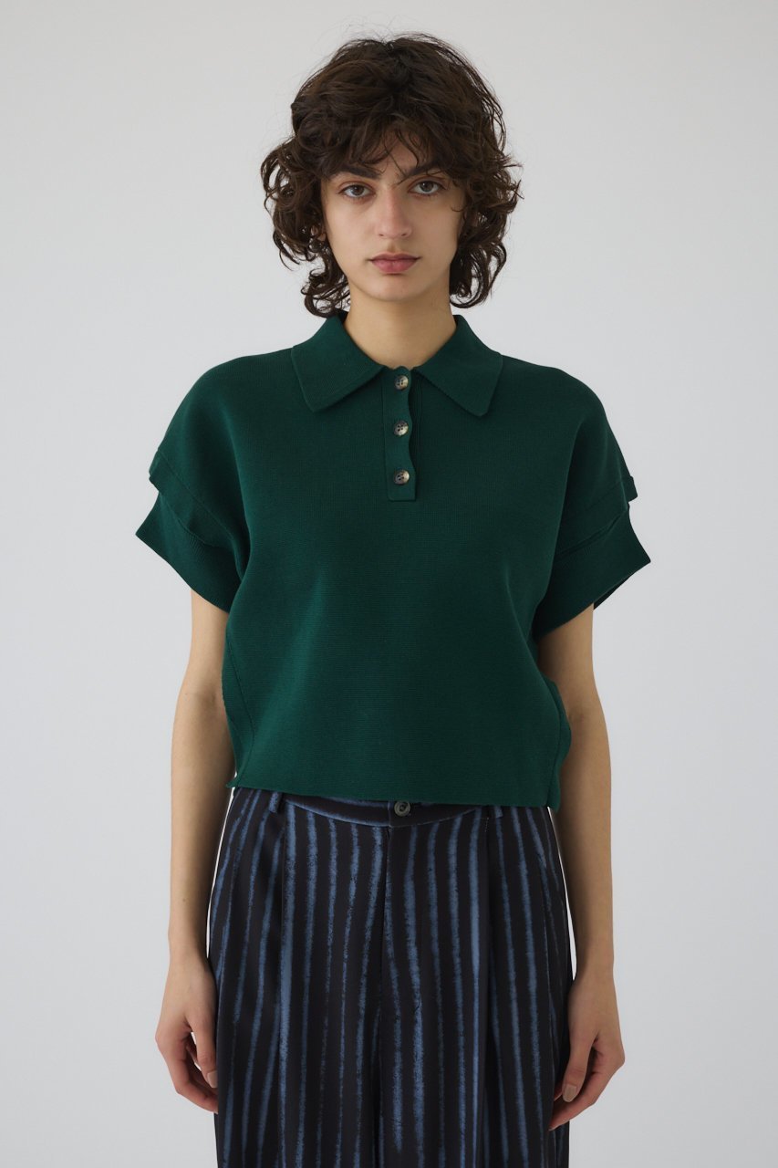 【リムアーク/RIM.ARK】のStylish polo knit/ニット インテリア・キッズ・メンズ・レディースファッション・服の通販 founy(ファウニー) 　ファッション　Fashion　レディースファッション　Fashion for Women　トップス・カットソー　Cut & Sew Tops　ニット　Knit Tops & Sweaters　カジュアルプルオーバー・ニットトップス　Pullovers & Knit Tops / Casual Pullovers　スクエア　Square, Square Shape　スタイリッシュ　Stylish, Fashionable　バランス　Balance, Style Balance　夏　Summer　グリーン|ID: prp329100004507959 ipo3291000000036798163