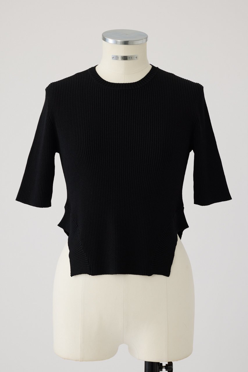 【リムアーク/RIM.ARK】のRound hem knit tops/ニット インテリア・キッズ・メンズ・レディースファッション・服の通販 founy(ファニー) 　ファッション　Fashion　レディースファッション　Fashion for Women　トップス・カットソー　Cut & Sew Tops　ニット　Knit Tops & Sweaters　カジュアルプルオーバー・ニットトップス　Pullovers & Knit Tops / Casual Pullovers　シルク　Silk, 100% Silk　シンプル　Simple, Minimal　スタイリッシュ　Stylish, Fashionable　ドレープ　Drape, Draping Fabric　バランス　Balance, Style Balance　リブニット　Rib Knit, Ribbed Knit　エレガント 上品　Elegant　夏　Summer　ブラック|ID: prp329100004507970 ipo3291000000032922622