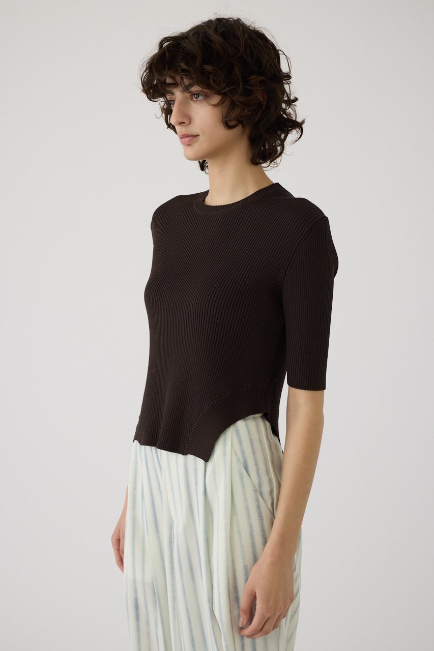 【リムアーク/RIM.ARK】のRound hem knit tops/ニット 人気、トレンドファッション・服の通販 founy(ファニー) 　ファッション　Fashion　レディースファッション　Fashion for Women　トップス・カットソー　Cut & Sew Tops　ニット　Knit Tops & Sweaters　カジュアルプルオーバー・ニットトップス　Pullovers & Knit Tops / Casual Pullovers　シルク　Silk, 100% Silk　シンプル　Simple, Minimal　スタイリッシュ　Stylish, Fashionable　ドレープ　Drape, Draping Fabric　バランス　Balance, Style Balance　リブニット　Rib Knit, Ribbed Knit　エレガント 上品　Elegant　夏　Summer　other-2|ID: prp329100004507970 ipo3291000000032922640