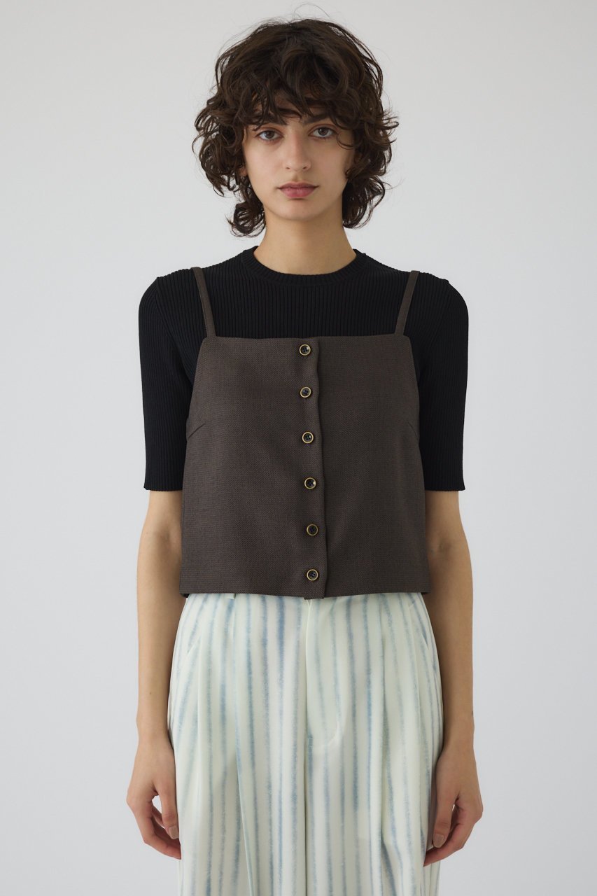 【リムアーク/RIM.ARK】のTweed cami tops/トップス インテリア・キッズ・メンズ・レディースファッション・服の通販 founy(ファニー) 　ファッション　Fashion　レディースファッション　Fashion for Women　トップス・カットソー　Cut & Sew Tops　キャミソール&ノースリーブ　Camisoles & Sleeveless Tops　シャツ・ブラウス・オフィスカジュアル　Elegant Blouses & Button-Ups　おすすめ　Recommended / Our Picks　キャミソール　Camisole, Spaghetti Strap Top　サマー　Summer, Summer Style　セットアップ　Set-Up, Coordinated Outfit　ツイード　Twill, Twill Weave　ノースリーブ　Sleeveless, No-Sleeve　ミックス　Mix, Mixed Style　チャコールグレー|ID: prp329100004507973 ipo3291000000032808657