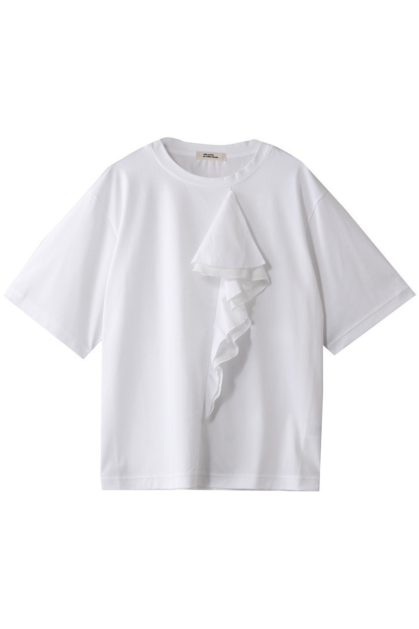【ミラ ショーン バイ チカ キサダ/mila schon by chika kisada】のフリル ショートスリーブ カットソー 人気、トレンドファッション・服の通販 founy(ファニー) 　ファッション　Fashion　レディースファッション　Fashion for Women　トップス・カットソー　Cut & Sew Tops　シャツ・ブラウス・オフィスカジュアル　Elegant Blouses & Button-Ups　ロングTシャツ・Tシャツ　Longline T-Shirts & Tees　カットソー・ベーシックTシャツ　Cut-and-Sewn Tops / Stretch Tees & Basics　インナー　Innerwear　カットソー　Cut and Sewn Top　ショルダー　Shoulder, Shoulder Strap　ショート　Short, Short Length　ジャケット　Jacket, Outerwear　スリーブ　Sleeve, Long Sleeve / Short Sleeve　ドロップ　Drop Shoulder, Dropped Style　フリル　Frill, Ruffle　 other-1|ID: prp329100004507975 ipo3291000000032844463
