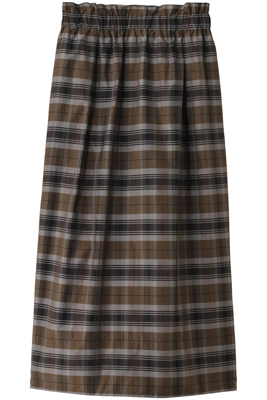 【エブール/ebure】のシルクコットンチェック タイトスカート インテリア・キッズ・メンズ・レディースファッション・服の通販 founy(ファニー) 　ファッション　Fashion　レディースファッション　Ladies' Fashion Online　スカート　Skirt　カットソー　Cut And Sew　ギャザー　Gather　シルク　Silk　タイトスカート　Tight Skirt　チェック　Check　ブラウン|ID: prp329100004509121 ipo3291000000031913982
