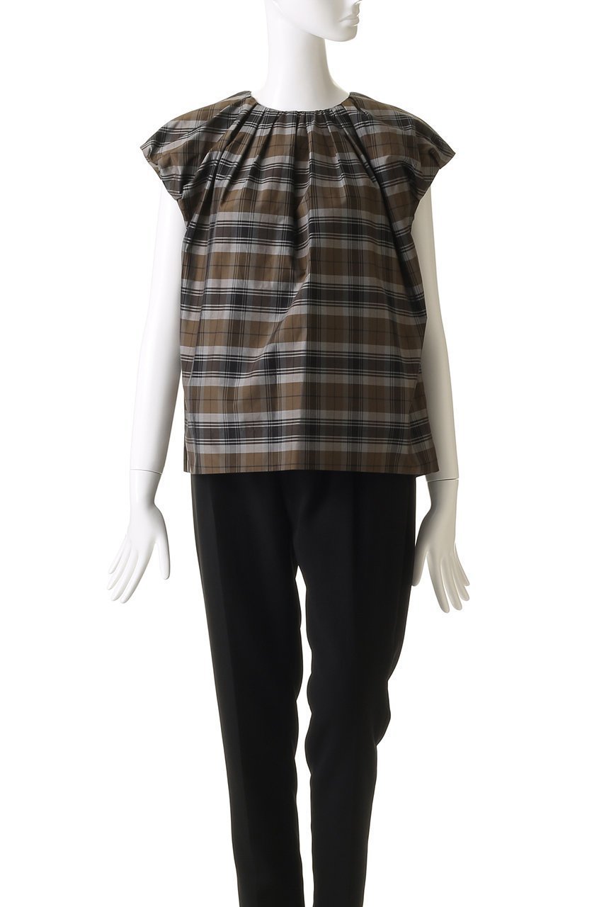 【エブール/ebure】のシルクコットンチェック バルーンブラウス 人気、トレンドファッション・服の通販 founy(ファニー) 　ファッション　Fashion　レディースファッション　WOMEN　トップス・カットソー　Tops/Tshirt　シャツ/ブラウス　Shirts/Blouses　ギャザー　Gather　ショート　Short　シルク　Silk　スリーブ　Sleeve　チェック　Check　デニム　Denim　バルーン　Balloon　マニッシュ　Mannish　other-2|ID: prp329100004509122 ipo3291000000031913989