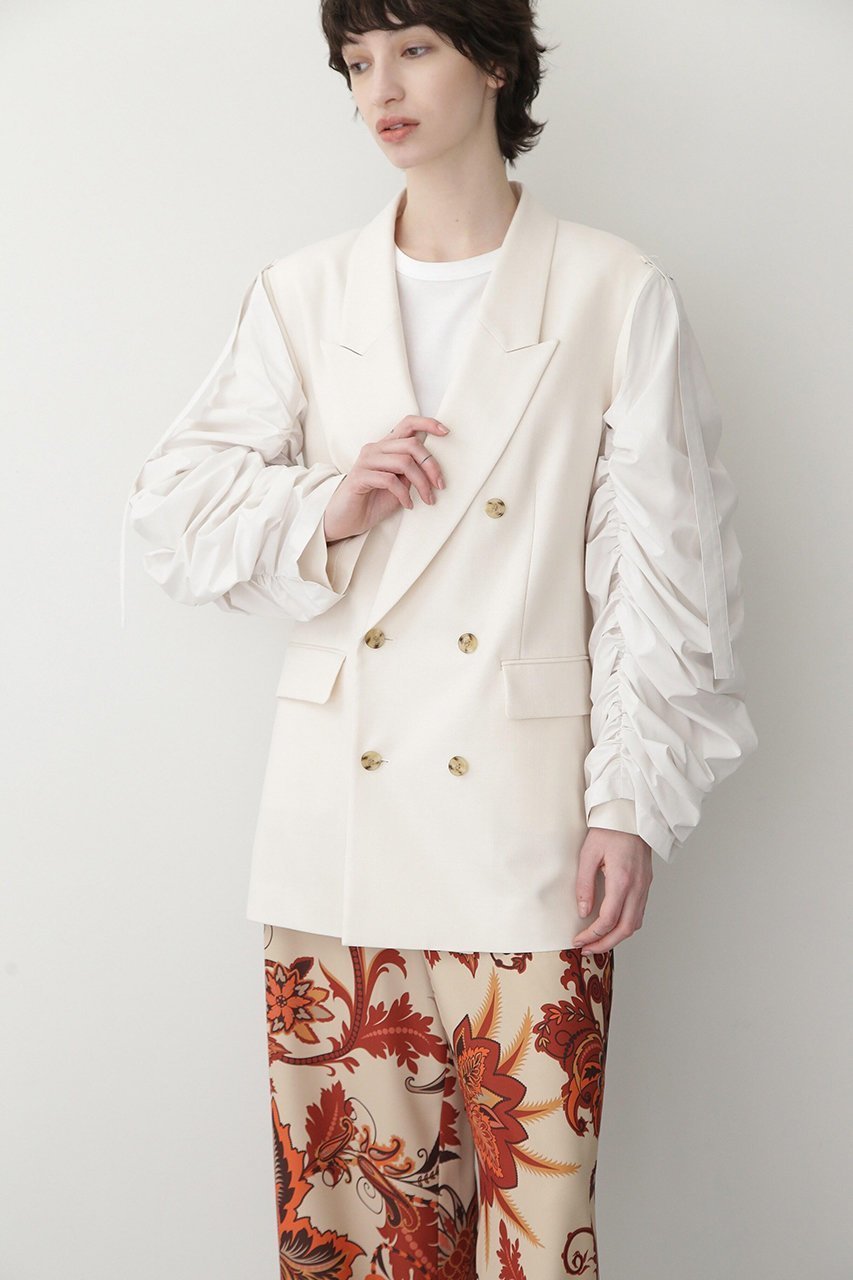 【ヒューエルミュージアム/hueLe Museum】の【STUMBLY】Detachable Sheer Sleeve Jacket インテリア・キッズ・メンズ・レディースファッション・服の通販 founy(ファニー) 　ファッション　Fashion　レディースファッション　Fashion for Women　アウター　Coat / Outerwear Collection　レディースジャケット・軽アウター　Jackets　ジャケット　Jacket, Outerwear　ダブル　Double, Double-Breasted　ホワイト|ID: prp329100004509133 ipo3291000000036078283