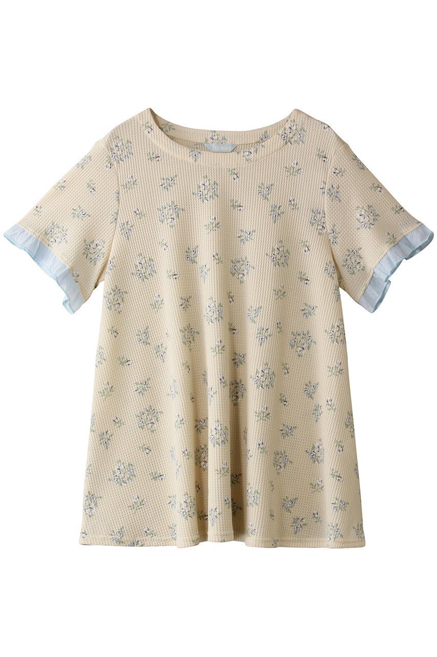 【キッドブルー/KID BLUE / GOODS】の25ワッフルフラワーPtトップス 人気、トレンドファッション・服の通販 founy(ファニー) 　おすすめ　Recommended / Our Picks　セットアップ　Set-Up, Coordinated Outfit　パジャマ　Pajamas, Sleepwear　フェミニン　Feminine, Girly　フラワー　Flower, Floral　フリル　Frill, Ruffle　ローズ　Rose, Rose Motif　ワッフル　Waffle, Waffle Knit　半袖　Short Sleeve, Half Sleeve　吸水　Absorbent, Quick-Dry　 other-1|ID: prp329100004509138 ipo3291000000032833213