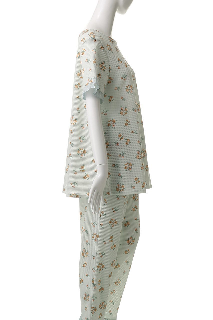 【キッドブルー/KID BLUE / GOODS】の25ワッフルフラワーPtトップス 人気、トレンドファッション・服の通販 founy(ファニー) 　おすすめ　Recommended / Our Picks　セットアップ　Set-Up, Coordinated Outfit　パジャマ　Pajamas, Sleepwear　フェミニン　Feminine, Girly　フラワー　Flower, Floral　フリル　Frill, Ruffle　ローズ　Rose, Rose Motif　ワッフル　Waffle, Waffle Knit　半袖　Short Sleeve, Half Sleeve　吸水　Absorbent, Quick-Dry　other-3|ID: prp329100004509138 ipo3291000000032833217