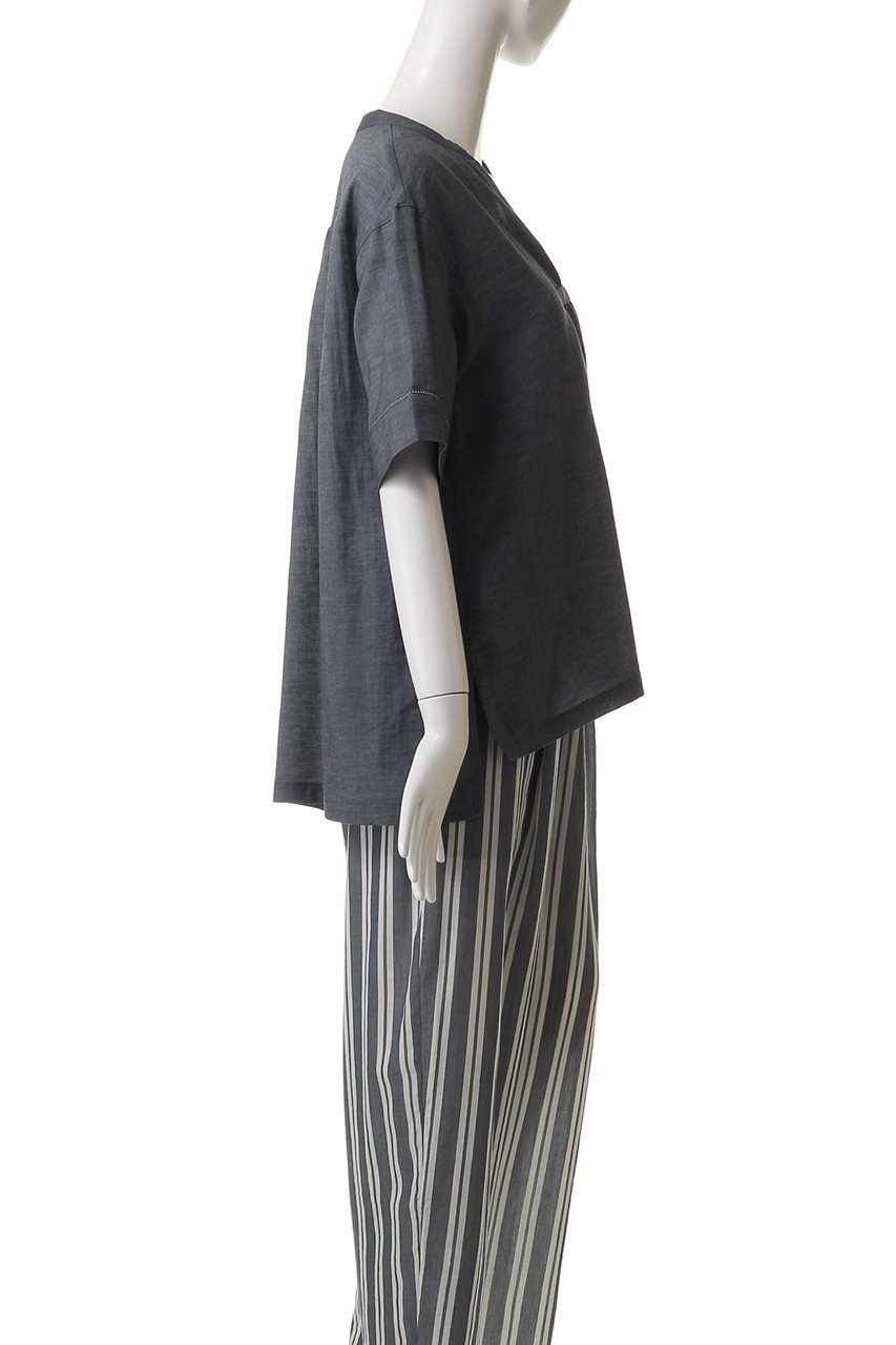 【キッドブルー/KID BLUE】の25シャンブレーデニムトップス 人気、トレンドファッション・服の通販 founy(ファニー) 　ファッション　Fashion　レディースファッション　Fashion for Women　トップス・カットソー　Cut & Sew Tops　おすすめ　Recommended / Our Picks　ギャザー　Gathered, Ruffled　シャンブレー　Chambray, Denim-Like Fabric　シルク　Silk, 100% Silk　セットアップ　Set-Up, Coordinated Outfit　デニム　Denim, Jeans Material　パジャマ　Pajamas, Sleepwear　リネン　Linen, Linen Fabric　other-3|ID: prp329100004509145 ipo3291000000032833189