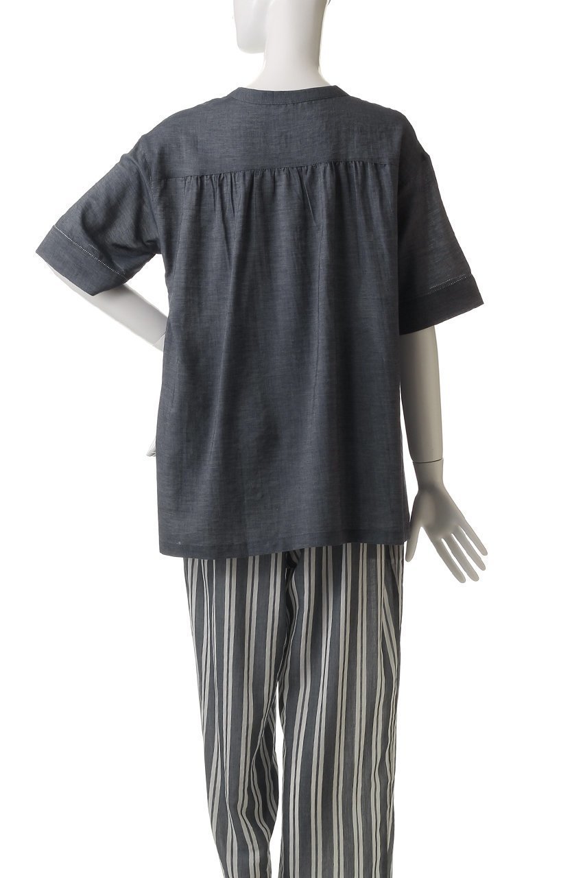 【キッドブルー/KID BLUE】の25シャンブレーデニムトップス 人気、トレンドファッション・服の通販 founy(ファニー) 　ファッション　Fashion　レディースファッション　Fashion for Women　トップス・カットソー　Cut & Sew Tops　おすすめ　Recommended / Our Picks　ギャザー　Gathered, Ruffled　シャンブレー　Chambray, Denim-Like Fabric　シルク　Silk, 100% Silk　セットアップ　Set-Up, Coordinated Outfit　デニム　Denim, Jeans Material　パジャマ　Pajamas, Sleepwear　リネン　Linen, Linen Fabric　other-4|ID: prp329100004509145 ipo3291000000032833190