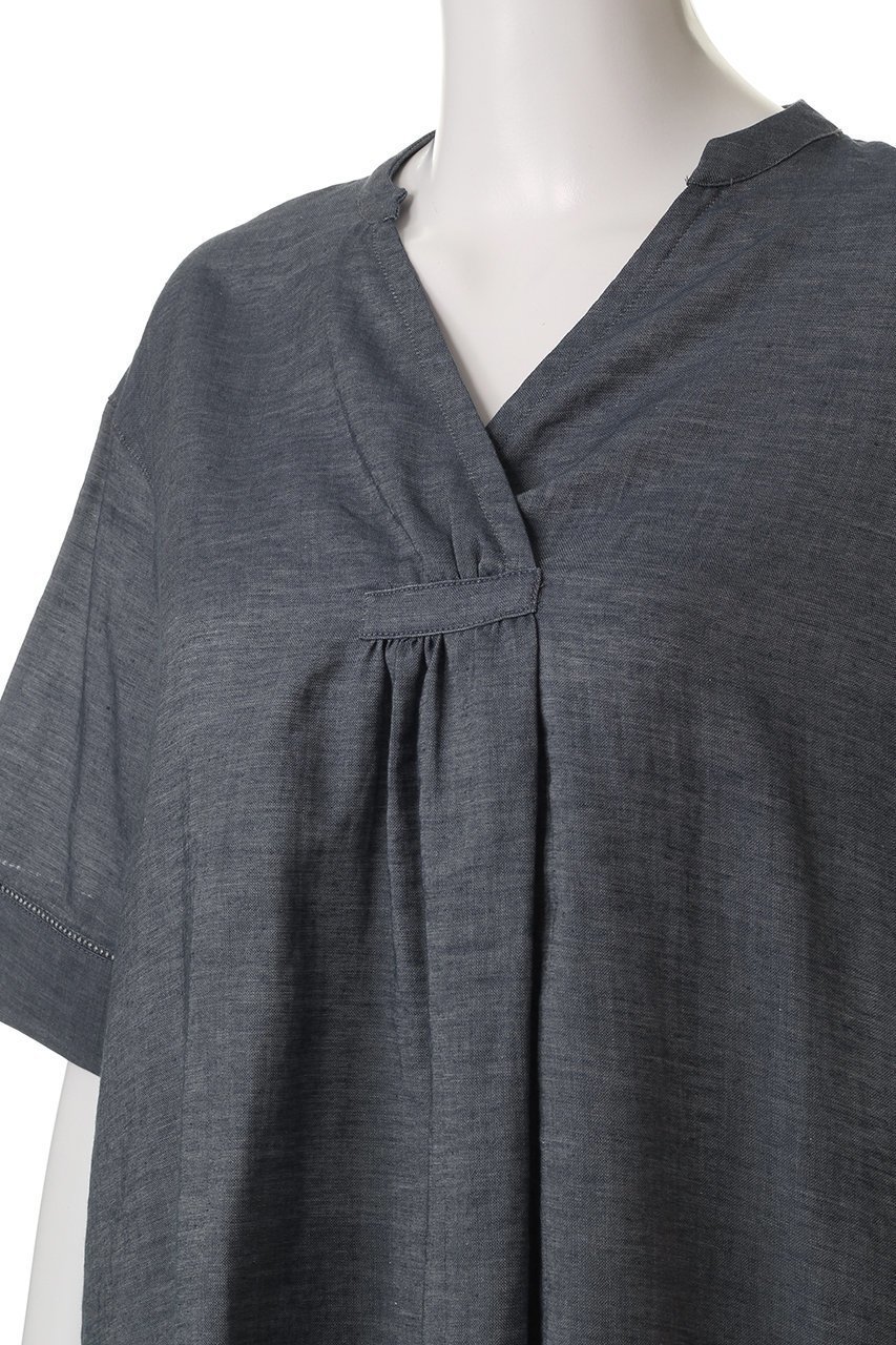 【キッドブルー/KID BLUE】の25シャンブレーデニムトップス 人気、トレンドファッション・服の通販 founy(ファニー) 　ファッション　Fashion　レディースファッション　Fashion for Women　トップス・カットソー　Cut & Sew Tops　おすすめ　Recommended / Our Picks　ギャザー　Gathered, Ruffled　シャンブレー　Chambray, Denim-Like Fabric　シルク　Silk, 100% Silk　セットアップ　Set-Up, Coordinated Outfit　デニム　Denim, Jeans Material　パジャマ　Pajamas, Sleepwear　リネン　Linen, Linen Fabric　other-5|ID: prp329100004509145 ipo3291000000032833191