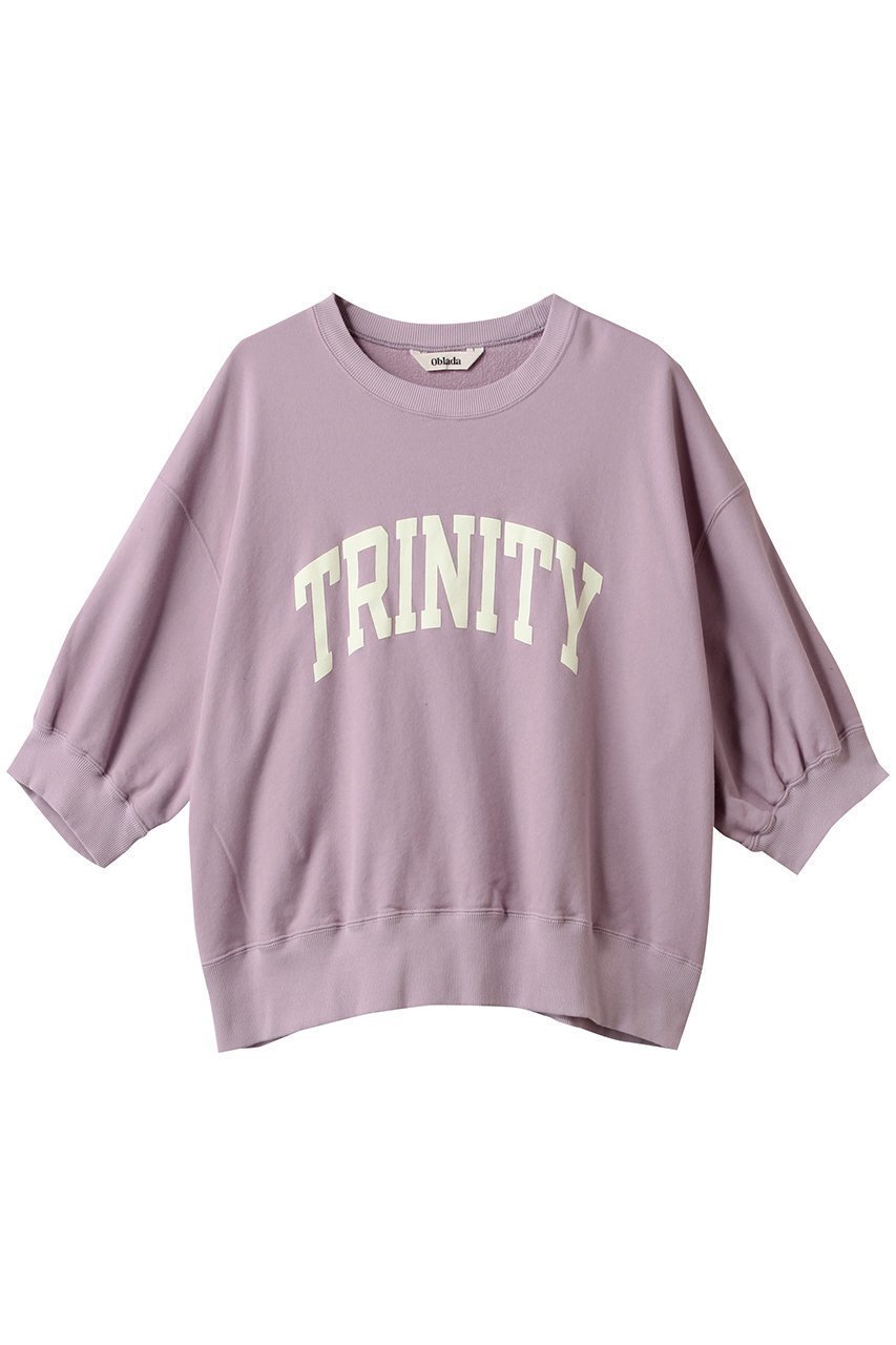 【オブラダ/Oblada】のTRINITY ハーフスリーブスウェットシャツ インテリア・キッズ・メンズ・レディースファッション・服の通販 founy(ファニー) 　ファッション　Fashion　レディースファッション　Fashion for Women　トップス・カットソー　Cut & Sew Tops　シャツ・ブラウス・オフィスカジュアル　Elegant Blouses & Button-Ups　レディースパーカー・カジュアルフーディー　Casual Hoodies & Sweatshirts　ロングTシャツ・Tシャツ　Longline T-Shirts & Tees　スウェット・クルーネックトップス　Sweatshirts & Crewnecks / Relaxed Fit Sweat Tops　カットソー・ベーシックTシャツ　Cut-and-Sewn Tops / Stretch Tees & Basics　ショルダー　Shoulder, Shoulder Strap　ショート　Short, Short Length　スリーブ　Sleeve, Long Sleeve / Short Sleeve　トレンド　Trend, Trending Now　ドロップ　Drop Shoulder, Dropped Style　プリント　Print, Printed Pattern　リラックス　Relax, Relaxed Fit　ロング　Long, Long-Length　ラベンダー|ID: prp329100004509148 ipo3291000000032842957