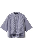 【ミズイロ インド/mizuiro ind】のstripe half slv balloon shirt シャツ ネイビー|ID:prp329100004509165