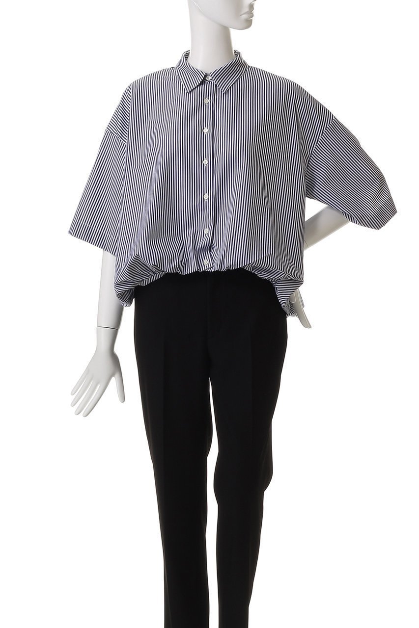 【ミズイロ インド/mizuiro ind】のstripe half slv balloon shirt シャツ 人気、トレンドファッション・服の通販 founy(ファニー) 　ファッション　Fashion　レディースファッション　Fashion for Women　トップス・カットソー　Cut & Sew Tops　シャツ・ブラウス・オフィスカジュアル　Elegant Blouses & Button-Ups　おすすめ　Recommended / Our Picks　ギャザー　Gathered, Ruffled　ショート　Short, Short Length　ストライプ　Stripe, Striped Pattern　スリーブ　Sleeve, Long Sleeve / Short Sleeve　バルーン　Balloon, Balloon Silhouette　エレガント 上品　Elegant　other-2|ID: prp329100004509165 ipo3291000000032907578