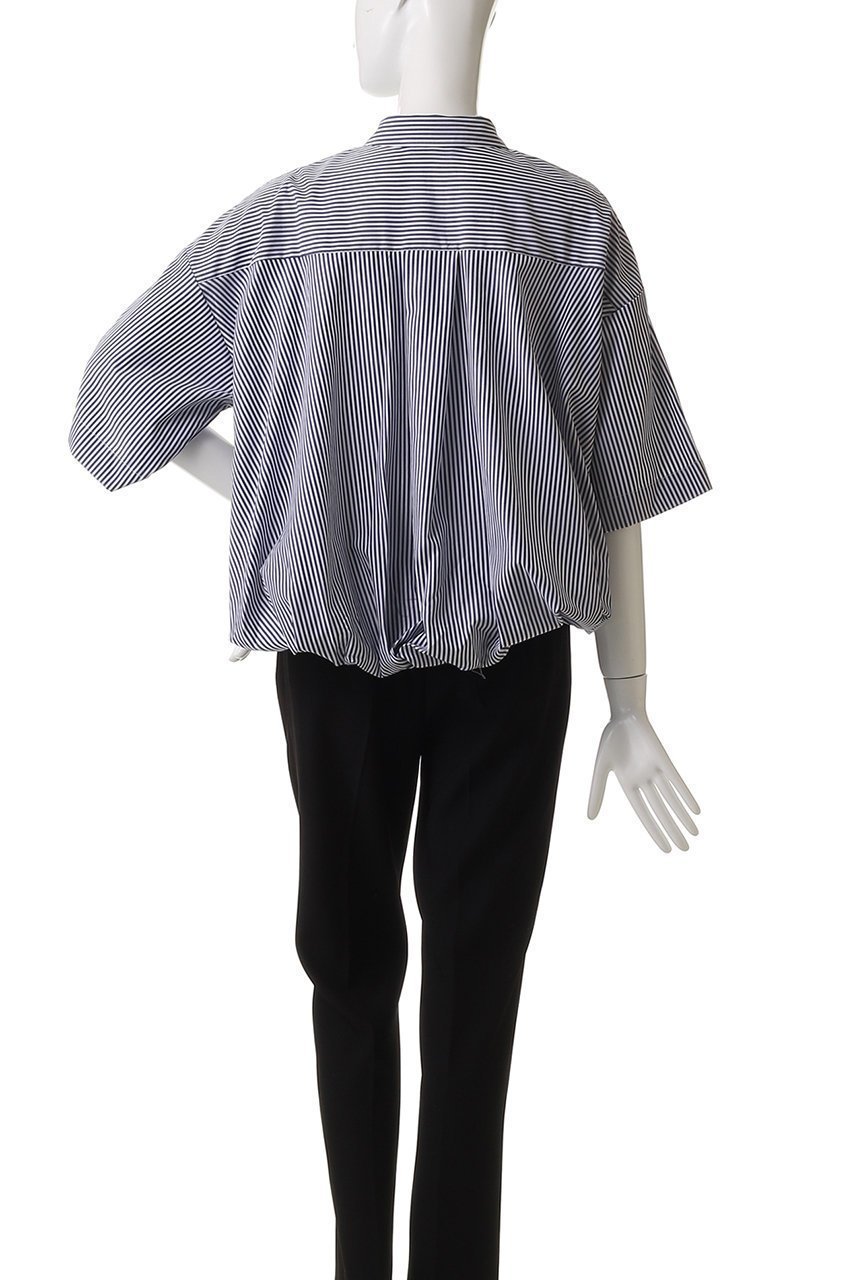 【ミズイロ インド/mizuiro ind】のstripe half slv balloon shirt シャツ 人気、トレンドファッション・服の通販 founy(ファニー) 　ファッション　Fashion　レディースファッション　Fashion for Women　トップス・カットソー　Cut & Sew Tops　シャツ・ブラウス・オフィスカジュアル　Elegant Blouses & Button-Ups　おすすめ　Recommended / Our Picks　ギャザー　Gathered, Ruffled　ショート　Short, Short Length　ストライプ　Stripe, Striped Pattern　スリーブ　Sleeve, Long Sleeve / Short Sleeve　バルーン　Balloon, Balloon Silhouette　エレガント 上品　Elegant　other-4|ID: prp329100004509165 ipo3291000000032907585