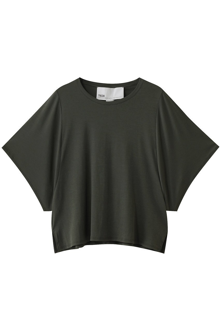 【エリオポール/heliopole】の【TICCA】ワイドスリーブプルオーバー インテリア・キッズ・メンズ・レディースファッション・服の通販 founy(ファニー) 　ファッション　Fashion　レディースファッション　Fashion for Women　トップス・カットソー　Cut & Sew Tops　シャツ・ブラウス・オフィスカジュアル　Elegant Blouses & Button-Ups　ロングTシャツ・Tシャツ　Longline T-Shirts & Tees　カジュアルプルオーバー・ニットトップス　Pullovers & Knit Tops / Casual Pullovers　カットソー・ベーシックTシャツ　Cut-and-Sewn Tops / Stretch Tees & Basics　ショート　Short, Short Length　スリーブ　Sleeve, Long Sleeve / Short Sleeve　ドレープ　Drape, Draping Fabric　バランス　Balance, Style Balance　ヘムライン　Hemline, Bottom Cut　ボトム　Bottoms, Lower Wear　ワイド　Wide, Wide Fit　カーキ|ID: prp329100004509169 ipo3291000000035061062