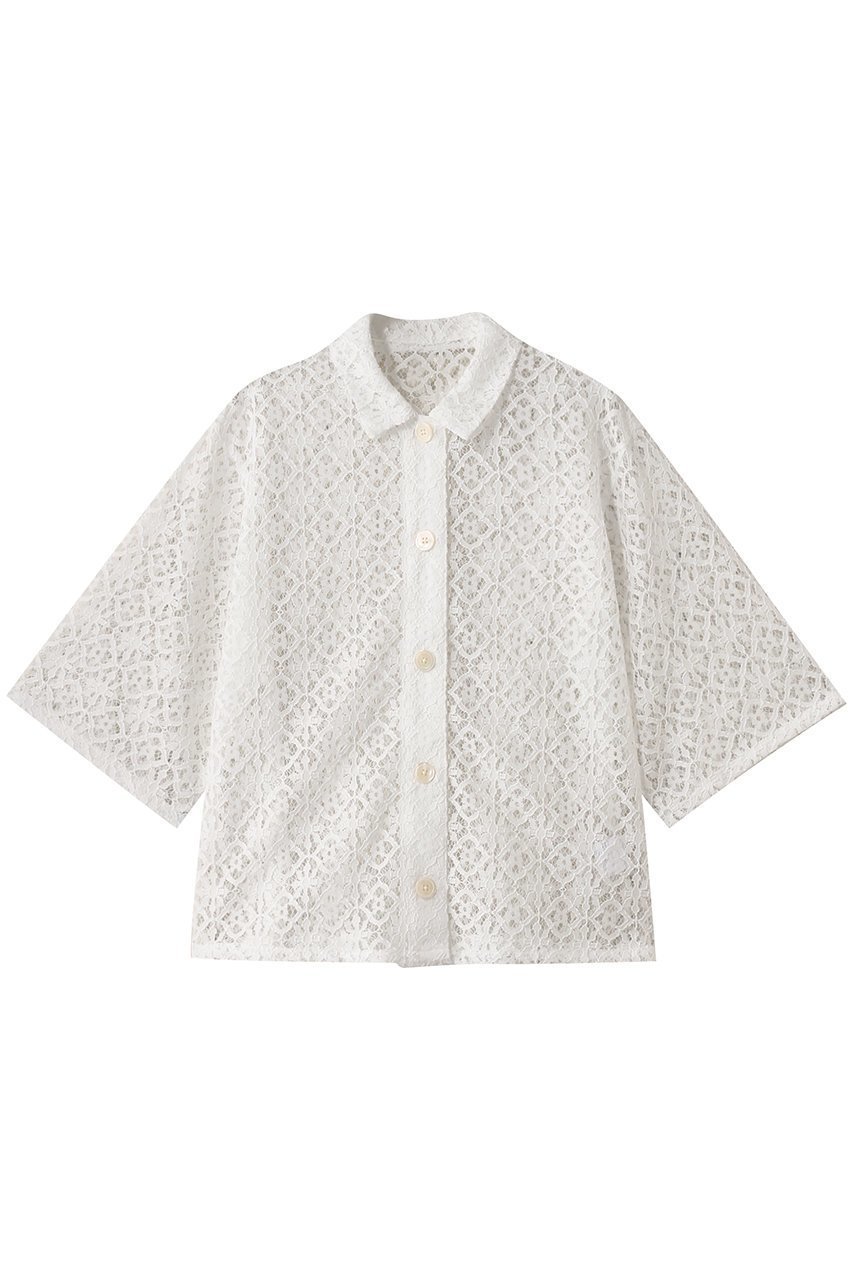 【エリオポール/heliopole】のレースキューバシャツ インテリア・キッズ・メンズ・レディースファッション・服の通販 founy(ファニー) 　ファッション　Fashion　レディースファッション　Fashion for Women　トップス・カットソー　Cut & Sew Tops　シャツ・ブラウス・オフィスカジュアル　Elegant Blouses & Button-Ups　インナー　Innerwear　ショート　Short, Short Length　シンプル　Simple, Minimal　スリーブ　Sleeve, Long Sleeve / Short Sleeve　ボトム　Bottoms, Lower Wear　レース　Lace, Lace Fabric　ホワイト|ID: prp329100004509171 ipo3291000000032630020