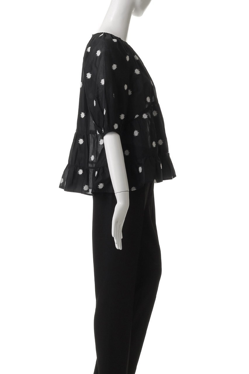 【マーレット/MERLETTE】のBOW ラウンドヨーク切替 ティアードブラウス 人気、トレンドファッション・服の通販 founy(ファニー) 　ファッション　Fashion　レディースファッション　Fashion for Women　トップス・カットソー　Cut & Sew Tops　シャツ・ブラウス・オフィスカジュアル　Elegant Blouses & Button-Ups　ショート　Short, Short Length　スリーブ　Sleeve, Long Sleeve / Short Sleeve　ティアード　Tiered, Tiered Style　ドット　Polka Dot, Dot Pattern　マニッシュ　Mannish, Boyish　ヨーク　Yoke, Yoke Design　ラウンド　Round, Round Neck　ワイド　Wide, Wide Fit　切替　Switching, Contrast Panel　other-3|ID: prp329100004509189 ipo3291000000032904961