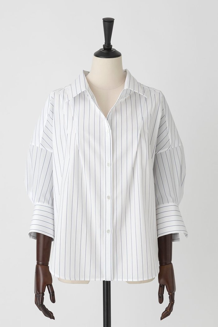 【オーヴィル/EAUVIRE】のショルダータックシャツ インテリア・キッズ・メンズ・レディースファッション・服の通販 founy(ファニー) https://founy.com/ ファッション Fashion レディースファッション Fashion for Women トップス・カットソー Cut & Sew Tops シャツ・ブラウス・オフィスカジュアル Elegant Blouses & Button-Ups エレガント 上品 Elegant ショート Short, Short Length ストライプ Stripe, Striped Pattern スリーブ Sleeve, Long Sleeve / Short Sleeve タイプライター Typewriter Fabric, Crisp Cotton |ID: prp329100004509194 ipo3291000000032813388