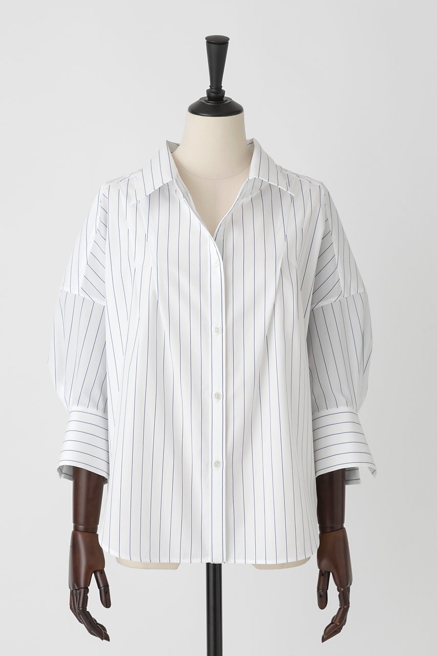 【オーヴィル/EAUVIRE】のショルダータックシャツ 人気、トレンドファッション・服の通販 founy(ファニー) 　ファッション　Fashion　レディースファッション　Fashion for Women　トップス・カットソー　Cut & Sew Tops　シャツ・ブラウス・オフィスカジュアル　Elegant Blouses & Button-Ups　エレガント 上品　Elegant　ショート　Short, Short Length　ストライプ　Stripe, Striped Pattern　スリーブ　Sleeve, Long Sleeve / Short Sleeve　タイプライター　Typewriter Fabric, Crisp Cotton　 other-1|ID: prp329100004509194 ipo3291000000032813388