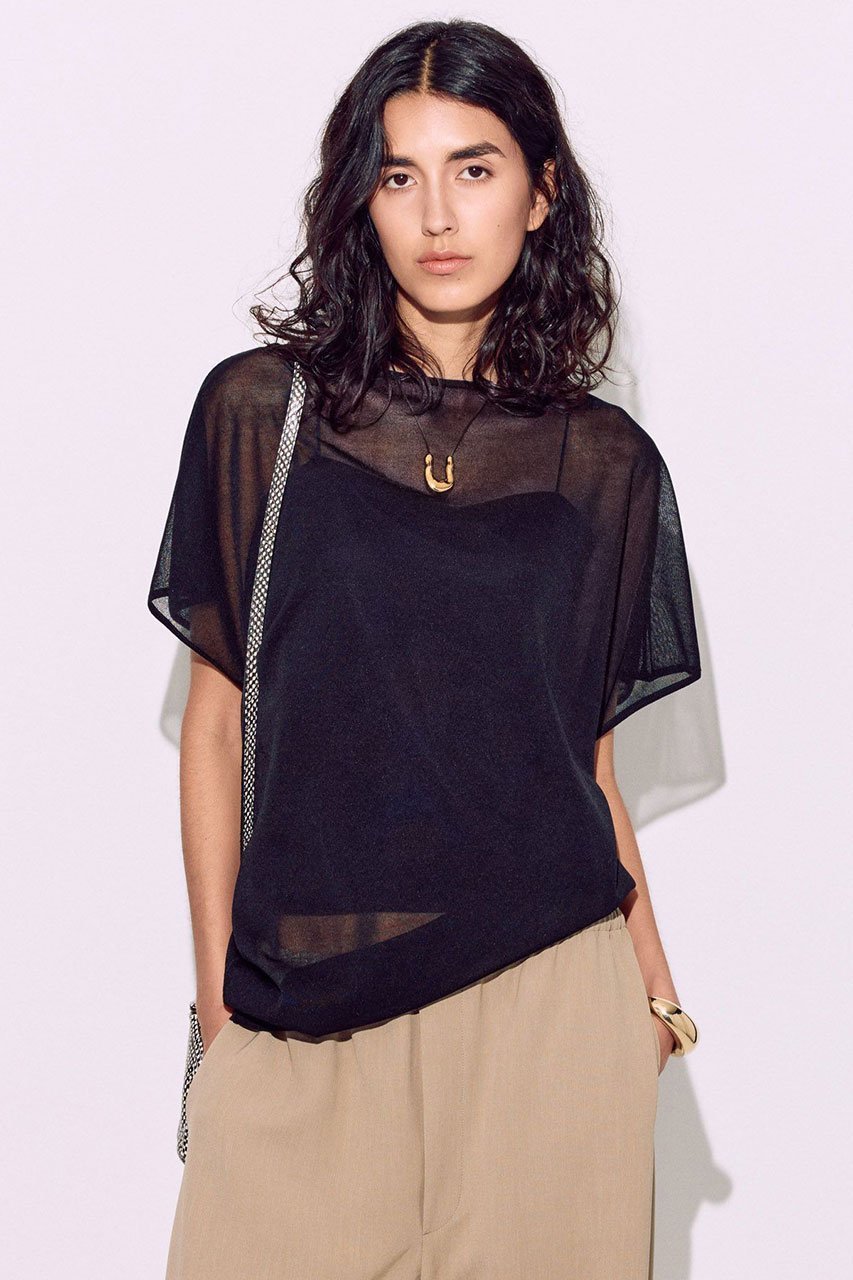 【ブリル/BRILL】のシアーアシンメトリープルオーバー インテリア・キッズ・メンズ・レディースファッション・服の通販 founy(ファニー) 　ファッション　Fashion　レディースファッション　Fashion for Women　トップス・カットソー　Cut & Sew Tops　ニット　Knit Tops & Sweaters　カジュアルプルオーバー・ニットトップス　Pullovers & Knit Tops / Casual Pullovers　アシンメトリー　Asymmetrical Style　エレガント 上品　Elegant　シアー　Sheer, See-Through　ドレープ　Drape, Draping Fabric　ブラック|ID: prp329100004509196 ipo3291000000032811154