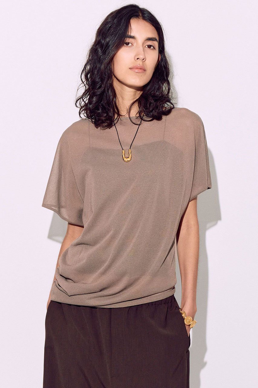 【ブリル/BRILL】のシアーアシンメトリープルオーバー インテリア・キッズ・メンズ・レディースファッション・服の通販 founy(ファニー) 　ファッション　Fashion　レディースファッション　Fashion for Women　トップス・カットソー　Cut & Sew Tops　ニット　Knit Tops & Sweaters　カジュアルプルオーバー・ニットトップス　Pullovers & Knit Tops / Casual Pullovers　アシンメトリー　Asymmetrical Style　エレガント 上品　Elegant　シアー　Sheer, See-Through　ドレープ　Drape, Draping Fabric　グレージュ|ID: prp329100004509196 ipo3291000000032811155