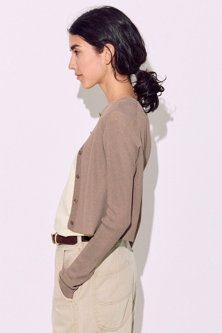 【ブリル/BRILL】のシルクショートリブカーディガン 人気、トレンドファッション・服の通販 founy(ファニー) 　ファッション　Fashion　レディースファッション　Fashion for Women　トップス・カットソー　Cut & Sew Tops　ニット　Knit Tops & Sweaters　カーディガン・羽織り　Layered Style Cardigans　おすすめ　Recommended / Our Picks　エレガント 上品　Elegant　カーディガン　Cardigan, Knitwear　ショート　Short, Short Length　再入荷　Restock / Back in Stock　other-2|ID: prp329100004509198 ipo3291000000035830520