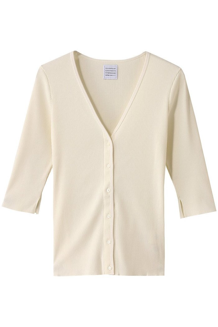 【グッド ピープル グッド ステッチング グッド プロダクト/GOOD PEOPLE GOOD STITCHING GOOD PRODUCT】のVネック3/4スリーブカーディガン インテリア・キッズ・メンズ・レディースファッション・服の通販 founy(ファニー) https://founy.com/ ファッション Fashion レディースファッション Fashion for Women トップス・カットソー Cut & Sew Tops ニット Knit Tops & Sweaters カーディガン・羽織り Layered Style Cardigans Vネックトップス V-Neck Tops / V-Cut Neckline Shirts カーディガン Cardigan, Knitwear ストレッチ Stretch, Stretchy Fabric スリット Slit, Slit Detail スリーブ Sleeve, Long Sleeve / Short Sleeve フロント Front, Front Design |ID: prp329100004509201 ipo3291000000032921429