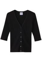 【グッド ピープル グッド ステッチング グッド プロダクト/GOOD PEOPLE GOOD STITCHING GOOD PRODUCT】のVネック3/4スリーブカーディガン 人気、トレンドファッション・服の通販 founy(ファニー) ファッション Fashion レディースファッション Fashion for Women トップス・カットソー Cut & Sew Tops ニット Knit Tops & Sweaters カーディガン・羽織り Layered Style Cardigans Vネックトップス V-Neck Tops / V-Cut Neckline Shirts カーディガン Cardigan, Knitwear ストレッチ Stretch, Stretchy Fabric スリット Slit, Slit Detail スリーブ Sleeve, Long Sleeve / Short Sleeve フロント Front, Front Design 新作・新入荷 New Arrivals / New In thumbnail ブラック|ID: prp329100004509201 ipo3291000000032921445