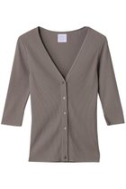 【グッド ピープル グッド ステッチング グッド プロダクト/GOOD PEOPLE GOOD STITCHING GOOD PRODUCT】のVネック3/4スリーブカーディガン 人気、トレンドファッション・服の通販 founy(ファニー) ファッション Fashion レディースファッション Fashion for Women トップス・カットソー Cut & Sew Tops ニット Knit Tops & Sweaters カーディガン・羽織り Layered Style Cardigans Vネックトップス V-Neck Tops / V-Cut Neckline Shirts カーディガン Cardigan, Knitwear ストレッチ Stretch, Stretchy Fabric スリット Slit, Slit Detail スリーブ Sleeve, Long Sleeve / Short Sleeve フロント Front, Front Design 新作・新入荷 New Arrivals / New In thumbnail グレー|ID: prp329100004509201 ipo3291000000032921455