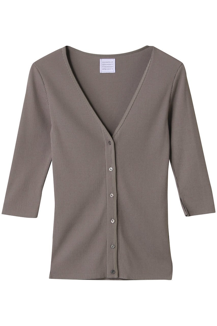【グッド ピープル グッド ステッチング グッド プロダクト/GOOD PEOPLE GOOD STITCHING GOOD PRODUCT】のVネック3/4スリーブカーディガン インテリア・キッズ・メンズ・レディースファッション・服の通販 founy(ファニー) 　ファッション　Fashion　レディースファッション　Fashion for Women　トップス・カットソー　Cut & Sew Tops　ニット　Knit Tops & Sweaters　カーディガン・羽織り　Layered Style Cardigans　Vネックトップス　V-Neck Tops / V-Cut Neckline Shirts　カーディガン　Cardigan, Knitwear　ストレッチ　Stretch, Stretchy Fabric　スリット　Slit, Slit Detail　スリーブ　Sleeve, Long Sleeve / Short Sleeve　フロント　Front, Front Design　新作・新入荷　New Arrivals / New In　グレー|ID: prp329100004509201 ipo3291000000032921455