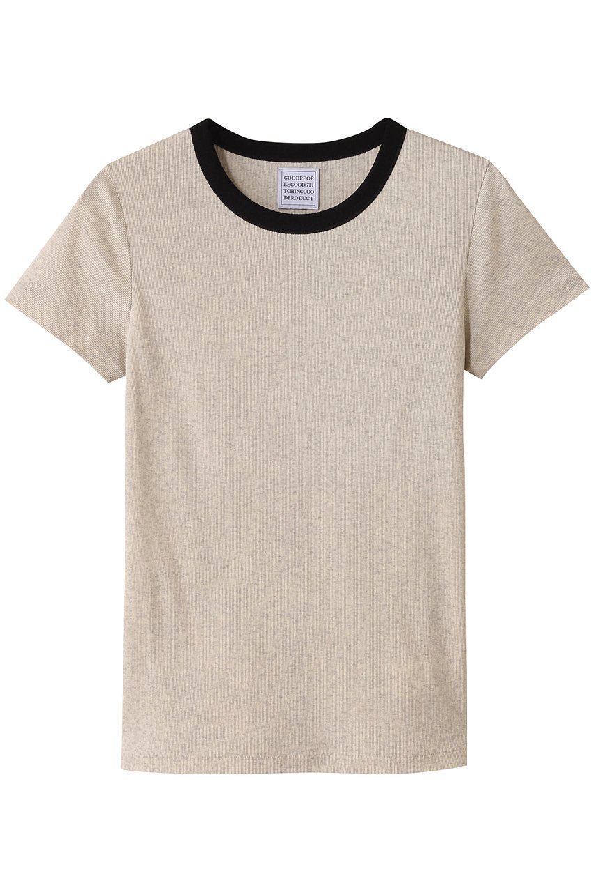 【グッド ピープル グッド ステッチング グッド プロダクト/GOOD PEOPLE GOOD STITCHING GOOD PRODUCT】のクルーネック ショートスリーブTシャツ インテリア・キッズ・メンズ・レディースファッション・服の通販 founy(ファニー) 　ファッション　Fashion　レディースファッション　Fashion for Women　トップス・カットソー　Cut & Sew Tops　シャツ・ブラウス・オフィスカジュアル　Elegant Blouses & Button-Ups　ロングTシャツ・Tシャツ　Longline T-Shirts & Tees　カットソー・ベーシックTシャツ　Cut-and-Sewn Tops / Stretch Tees & Basics　おすすめ　Recommended / Our Picks　ショート　Short, Short Length　ストレッチ　Stretch, Stretchy Fabric　スリーブ　Sleeve, Long Sleeve / Short Sleeve　エレガント 上品　Elegant　夏　Summer　春　Spring　S/S・春夏　SS, Spring/Summer, Warm Season　ベージュトップ×ブラック|ID: prp329100004509203 ipo3291000000032844823