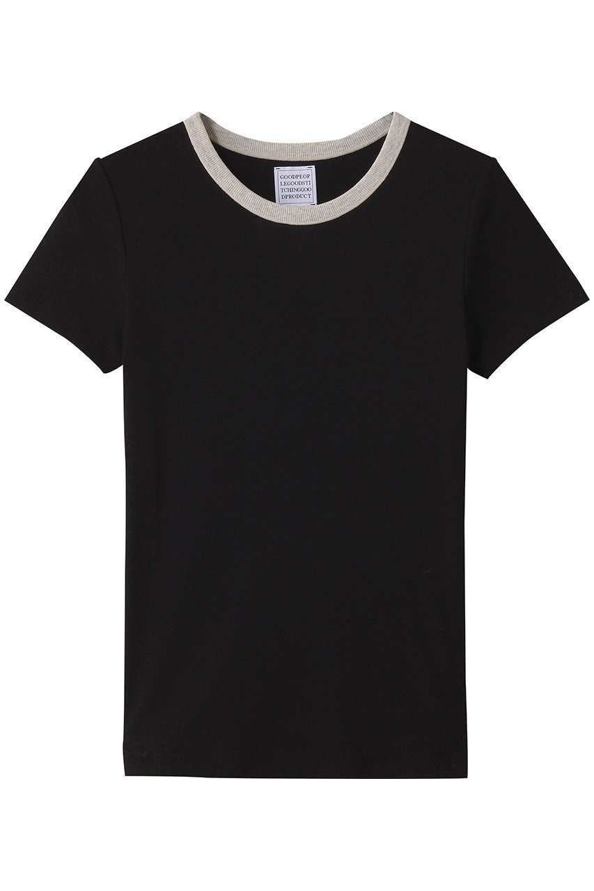 【グッド ピープル グッド ステッチング グッド プロダクト/GOOD PEOPLE GOOD STITCHING GOOD PRODUCT】のクルーネック ショートスリーブTシャツ インテリア・キッズ・メンズ・レディースファッション・服の通販 founy(ファニー) 　ファッション　Fashion　レディースファッション　Fashion for Women　トップス・カットソー　Cut & Sew Tops　シャツ・ブラウス・オフィスカジュアル　Elegant Blouses & Button-Ups　ロングTシャツ・Tシャツ　Longline T-Shirts & Tees　カットソー・ベーシックTシャツ　Cut-and-Sewn Tops / Stretch Tees & Basics　おすすめ　Recommended / Our Picks　ショート　Short, Short Length　ストレッチ　Stretch, Stretchy Fabric　スリーブ　Sleeve, Long Sleeve / Short Sleeve　エレガント 上品　Elegant　夏　Summer　春　Spring　S/S・春夏　SS, Spring/Summer, Warm Season　ブラック×ベージュトップ|ID: prp329100004509203 ipo3291000000032844835