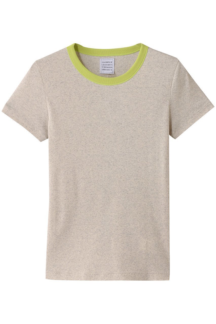 【グッド ピープル グッド ステッチング グッド プロダクト/GOOD PEOPLE GOOD STITCHING GOOD PRODUCT】のコントラスト トリム ショートスリーブ Tシャツ インテリア・キッズ・メンズ・レディースファッション・服の通販 founy(ファニー) 　ファッション　Fashion　レディースファッション　Fashion for Women　トップス・カットソー　Cut & Sew Tops　シャツ・ブラウス・オフィスカジュアル　Elegant Blouses & Button-Ups　ロングTシャツ・Tシャツ　Longline T-Shirts & Tees　カットソー・ベーシックTシャツ　Cut-and-Sewn Tops / Stretch Tees & Basics　おすすめ　Recommended / Our Picks　ショート　Short, Short Length　ストレッチ　Stretch, Stretchy Fabric　スリーブ　Sleeve, Long Sleeve / Short Sleeve　エレガント 上品　Elegant　夏　Summer　春　Spring　S/S・春夏　SS, Spring/Summer, Warm Season　ベージュトップ×ライム|ID: prp329100004509203 ipo3291000000035891113