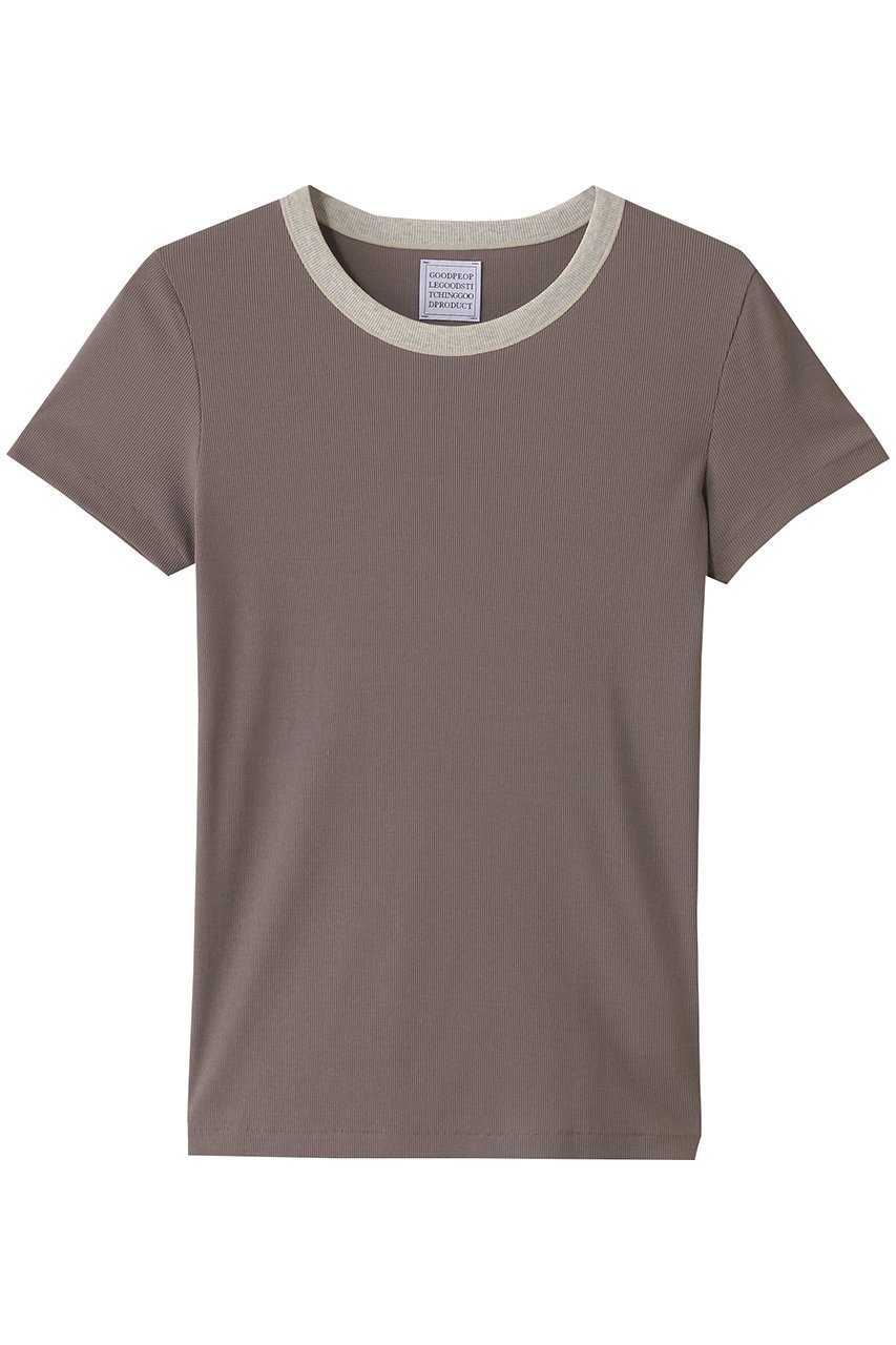 【グッド ピープル グッド ステッチング グッド プロダクト/GOOD PEOPLE GOOD STITCHING GOOD PRODUCT】のコントラスト トリム ショートスリーブ Tシャツ インテリア・キッズ・メンズ・レディースファッション・服の通販 founy(ファニー) 　ファッション　Fashion　レディースファッション　Fashion for Women　トップス・カットソー　Cut & Sew Tops　シャツ・ブラウス・オフィスカジュアル　Elegant Blouses & Button-Ups　ロングTシャツ・Tシャツ　Longline T-Shirts & Tees　カットソー・ベーシックTシャツ　Cut-and-Sewn Tops / Stretch Tees & Basics　おすすめ　Recommended / Our Picks　ショート　Short, Short Length　ストレッチ　Stretch, Stretchy Fabric　スリーブ　Sleeve, Long Sleeve / Short Sleeve　エレガント 上品　Elegant　夏　Summer　春　Spring　S/S・春夏　SS, Spring/Summer, Warm Season　グレー×ベージュトップ|ID: prp329100004509203 ipo3291000000035891117