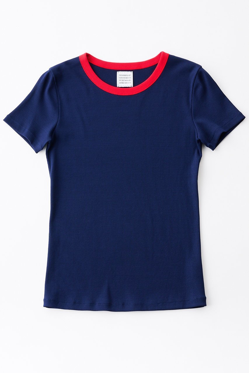 【グッド ピープル グッド ステッチング グッド プロダクト/GOOD PEOPLE GOOD STITCHING GOOD PRODUCT】のコントラスト トリム ショートスリーブ Tシャツ インテリア・キッズ・メンズ・レディースファッション・服の通販 founy(ファニー) 　ファッション　Fashion　レディースファッション　Fashion for Women　トップス・カットソー　Cut & Sew Tops　シャツ・ブラウス・オフィスカジュアル　Elegant Blouses & Button-Ups　ロングTシャツ・Tシャツ　Longline T-Shirts & Tees　カットソー・ベーシックTシャツ　Cut-and-Sewn Tops / Stretch Tees & Basics　おすすめ　Recommended / Our Picks　ショート　Short, Short Length　ストレッチ　Stretch, Stretchy Fabric　スリーブ　Sleeve, Long Sleeve / Short Sleeve　エレガント 上品　Elegant　夏　Summer　春　Spring　S/S・春夏　SS, Spring/Summer, Warm Season　ブルー×レッド|ID: prp329100004509203 ipo3291000000036371097