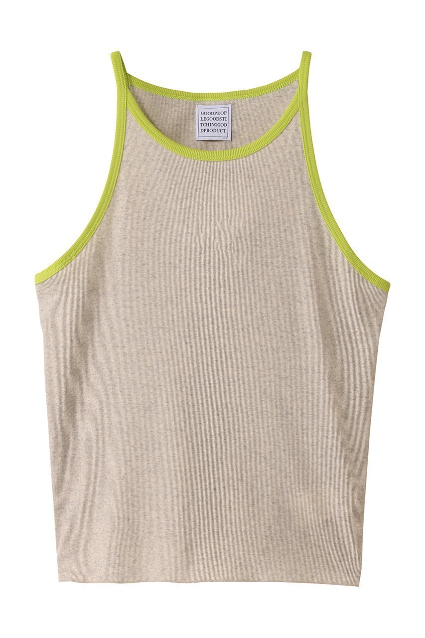 【グッド ピープル グッド ステッチング グッド プロダクト/GOOD PEOPLE GOOD STITCHING GOOD PRODUCT】のタンクトップ インテリア・キッズ・メンズ・レディースファッション・服の通販 founy(ファニー) 　ファッション　Fashion　レディースファッション　Fashion for Women　トップス・カットソー　Cut & Sew Tops　キャミソール&ノースリーブ　Camisoles & Sleeveless Tops　シャツ・ブラウス・オフィスカジュアル　Elegant Blouses & Button-Ups　ロングTシャツ・Tシャツ　Longline T-Shirts & Tees　カットソー・ベーシックTシャツ　Cut-and-Sewn Tops / Stretch Tees & Basics　キャミソール　Camisole, Spaghetti Strap Top　ストレッチ　Stretch, Stretchy Fabric　タンク　Tank Top, Sleeveless Top　ベージュトップ×ライム|ID: prp329100004509205 ipo3291000000032844954
