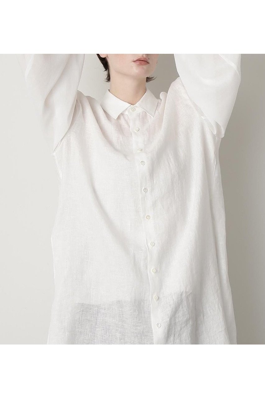 【ヒューエルミュージアム/hueLe Museum】の【STUMBLY】Sheer Combi Long Shirts インテリア・キッズ・メンズ・レディースファッション・服の通販 founy(ファニー) 　ファッション　Fashion　レディースファッション　Ladies' Fashion Online　トップス・カットソー　Tops/Tshirt　シャツ/ブラウス　Shirts/Blouses　オーガンジー　Organdy　カフス　Cuffs　シンプル　Simple　スリーブ　Sleeve　バランス　Balance　メンズ　Mens　リネン　Linen　ロング　Long　ホワイト|ID: prp329100004509211 ipo3291000000031862562
