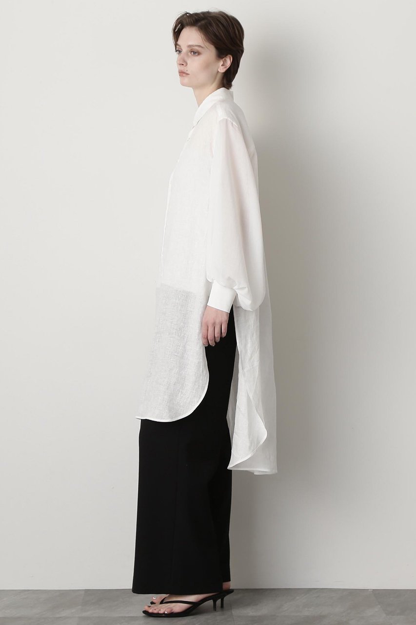 【ヒューエルミュージアム/hueLe Museum】の【STUMBLY】Sheer Combi Long Shirts 人気、トレンドファッション・服の通販 founy(ファニー) 　ファッション　Fashion　レディースファッション　Fashion for Women　トップス・カットソー　Cut & Sew Tops　シャツ・ブラウス・オフィスカジュアル　Elegant Blouses & Button-Ups　オーガンジー　Organza Fabric　カフス　Cuff Design　シンプル　Simple, Minimal　スリーブ　Sleeve, Long Sleeve / Short Sleeve　バランス　Balance, Style Balance　メンズ　Men's, Menswear　リネン　Linen, Linen Fabric　ロング　Long, Long-Length　other-4|ID: prp329100004509211 ipo3291000000032908834