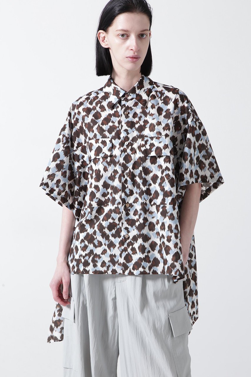 【ヒューエルミュージアム/hueLe Museum】の【STUMBLY】Printed Military Shirts インテリア・キッズ・メンズ・レディースファッション・服の通販 founy(ファニー) 　ファッション　Fashion　レディースファッション　Fashion for Women　トップス・カットソー　Cut & Sew Tops　シャツ・ブラウス・オフィスカジュアル　Elegant Blouses & Button-Ups　オーガンジー　Organza Fabric　クール　Cool, Chic　ショート　Short, Short Length　スリーブ　Sleeve, Long Sleeve / Short Sleeve　ドット　Polka Dot, Dot Pattern　プリント　Print, Printed Pattern　レオパード　Leopard, Animal Print　ブルー|ID: prp329100004509212 ipo3291000000032850701