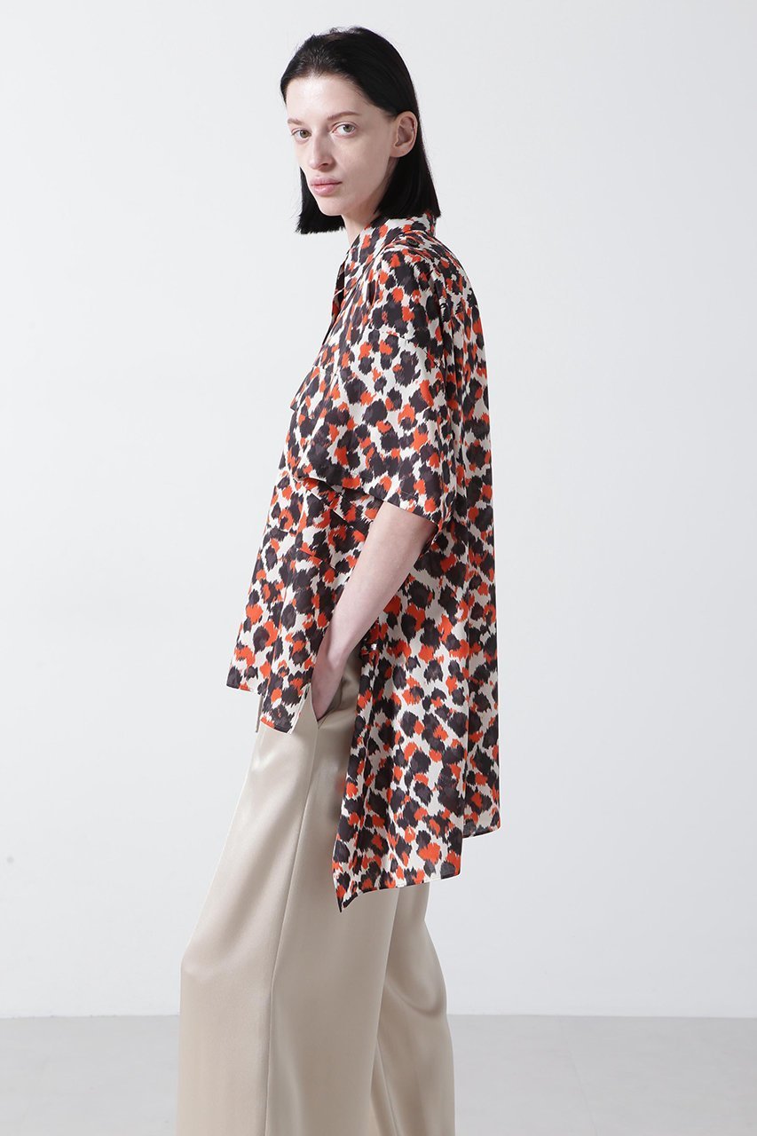 【ヒューエルミュージアム/hueLe Museum】の【STUMBLY】Printed Military Shirts インテリア・キッズ・メンズ・レディースファッション・服の通販 founy(ファニー) 　ファッション　Fashion　レディースファッション　Fashion for Women　トップス・カットソー　Cut & Sew Tops　シャツ・ブラウス・オフィスカジュアル　Elegant Blouses & Button-Ups　オーガンジー　Organza Fabric　クール　Cool, Chic　ショート　Short, Short Length　スリーブ　Sleeve, Long Sleeve / Short Sleeve　ドット　Polka Dot, Dot Pattern　プリント　Print, Printed Pattern　レオパード　Leopard, Animal Print　オレンジ|ID: prp329100004509212 ipo3291000000032850708