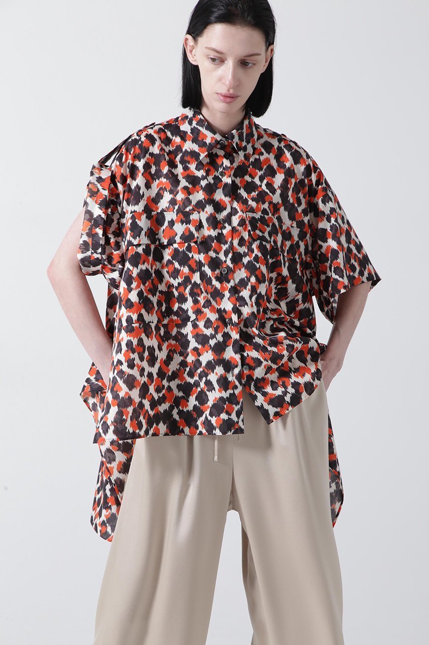 【ヒューエルミュージアム/hueLe Museum】の【STUMBLY】Printed Military Shirts 人気、トレンドファッション・服の通販 founy(ファニー) 　ファッション　Fashion　レディースファッション　Fashion for Women　トップス・カットソー　Cut & Sew Tops　シャツ・ブラウス・オフィスカジュアル　Elegant Blouses & Button-Ups　オーガンジー　Organza Fabric　クール　Cool, Chic　ショート　Short, Short Length　スリーブ　Sleeve, Long Sleeve / Short Sleeve　ドット　Polka Dot, Dot Pattern　プリント　Print, Printed Pattern　レオパード　Leopard, Animal Print　other-6|ID: prp329100004509212 ipo3291000000032850738