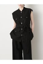 【ヒューエルミュージアム/hueLe Museum】の【STUMBLY】Belted Sleeveless Jacket ブラック|ID:prp329100004509222